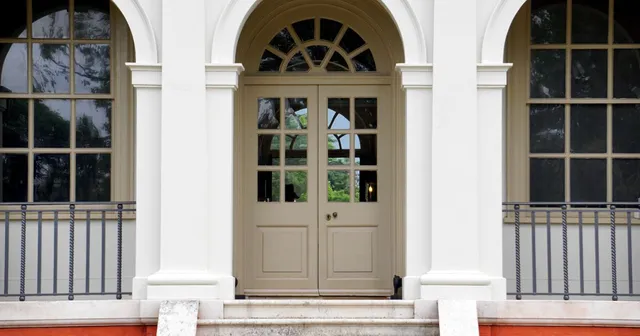 Window film front of house